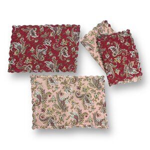 Williams Sonoma Placemats Lot Of 4 Spring Paisley French Country Cotton Quilted